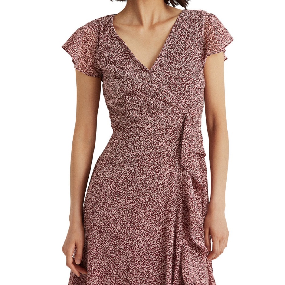 Lauren Ralph Lauren Floral-Print Georgette Dress, sz 14